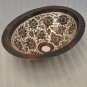 Oval Copper Sink With Silver Flower Design