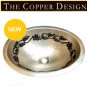Oval Copper Sink With Black Leaf Design