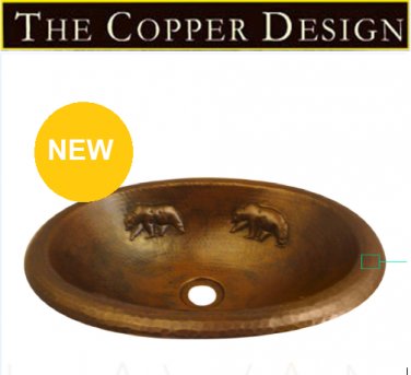 Oval Copper Sink With Bear Design