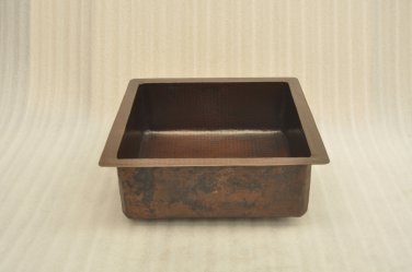 Square Copper Bar & Prep Sink With Straight Sides