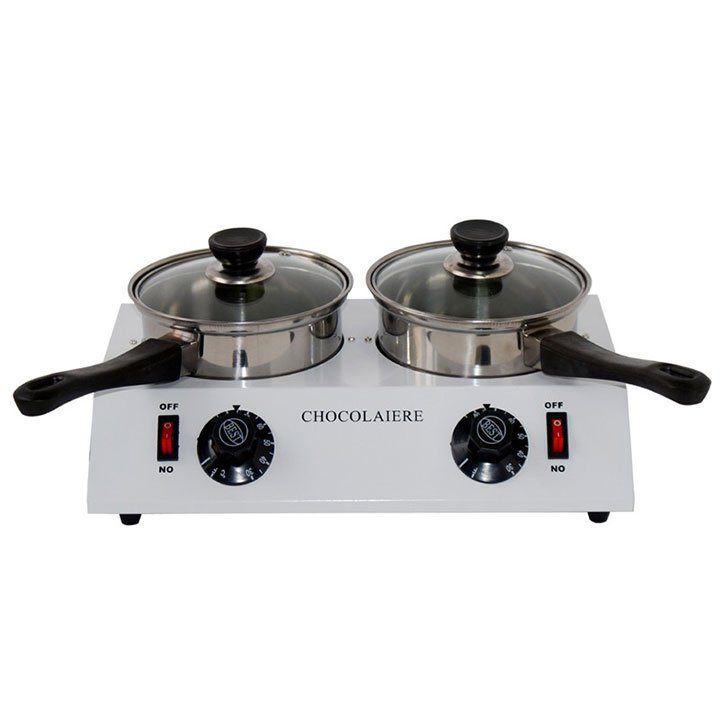 White 2pots 110V Electric Chocolate Melting Machine/Chocolate Fondue Melter