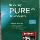 Kaspersky Pure 3.0 Total Security 3 User, 1 Year Internet Security At Its Best!