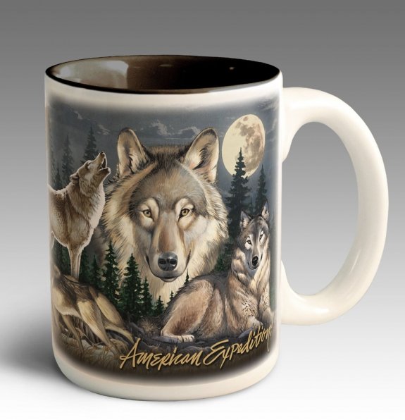 Wolf Gift 15 Oz Stoneware Coffee Mug with Decorative Box