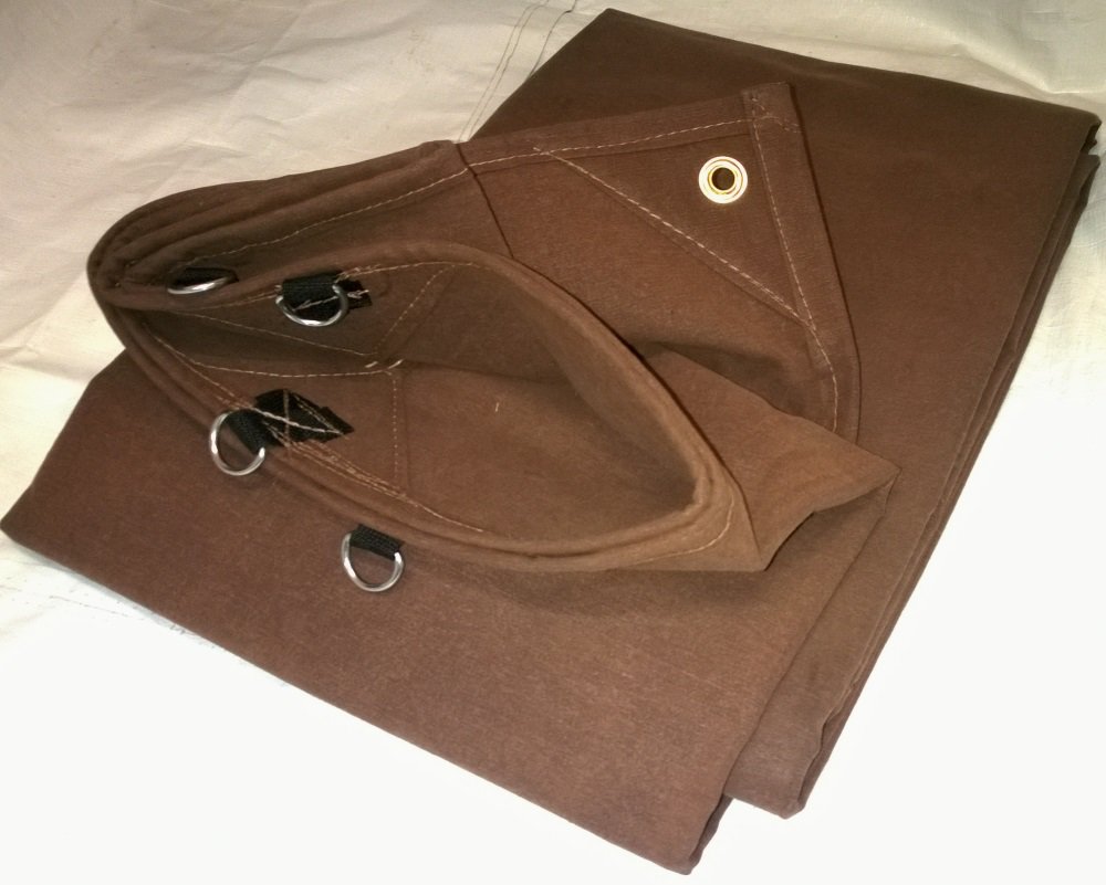 New Custom 7x20 Brown 12Oz Canvas D-rings & Grommets