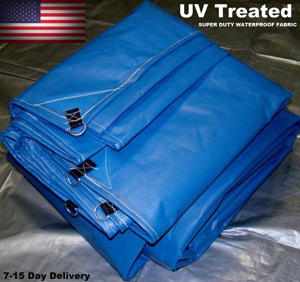 15x20 Super  Blue Super Duty Tarps - Made in USA 15'x20' UV Hay Tarp