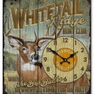 Whitetail Ridge Hunt Club Wooden Cabin Sign Clock