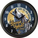 Lone Wolf Lodge 16" Wall Clock