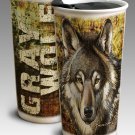 Gray Wolf 12oz. Double-Walled Graphic Art Ceramic Travel Mug