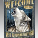 Gray Wolf Wooden Cabin Sign