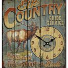 Elk Country Guide Service Wooden Cabin Sign Clock