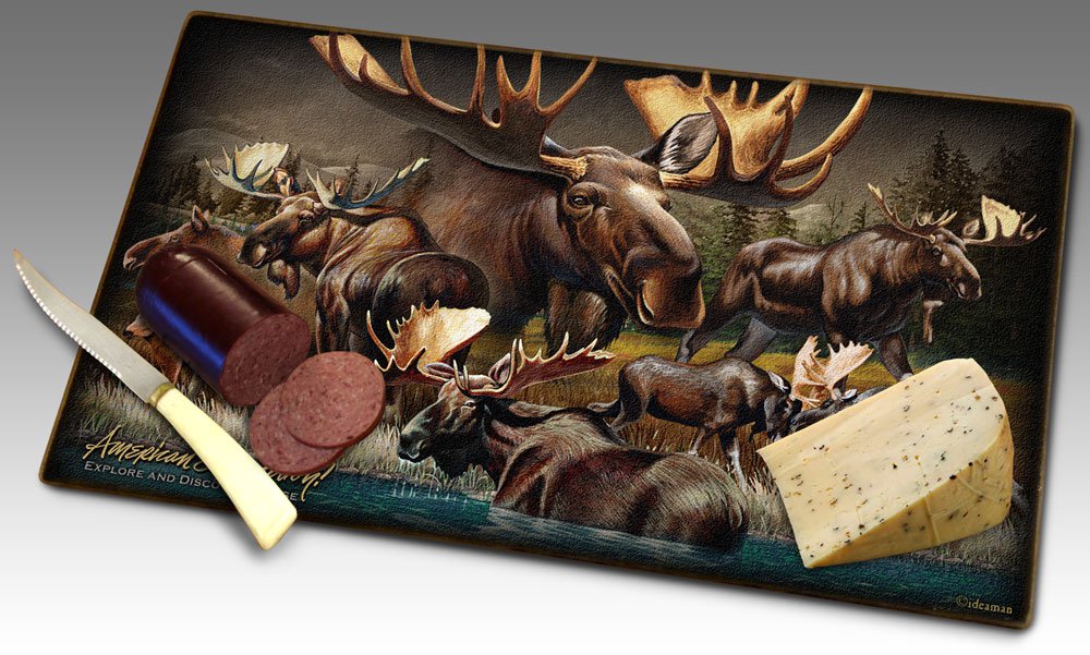 Bull Moose Collage Series Tempered Glass Cutting Board