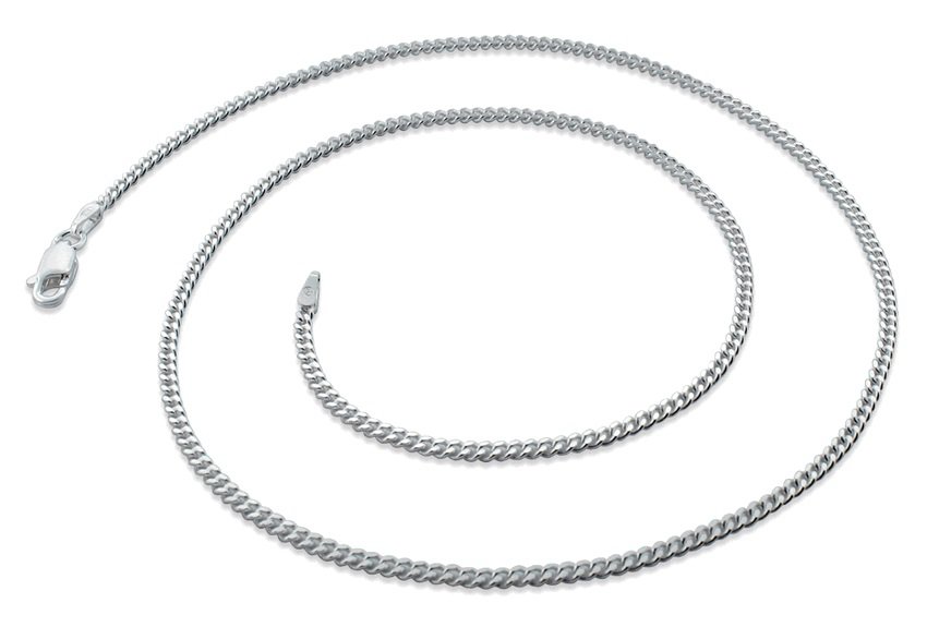 2.1mm 8" Sterling Silver Curb Chain Bracelet