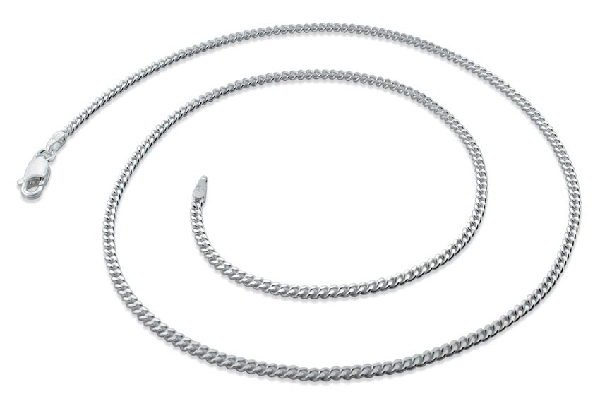 2.1mm 9" Sterling Silver Curb Chain Bracelet