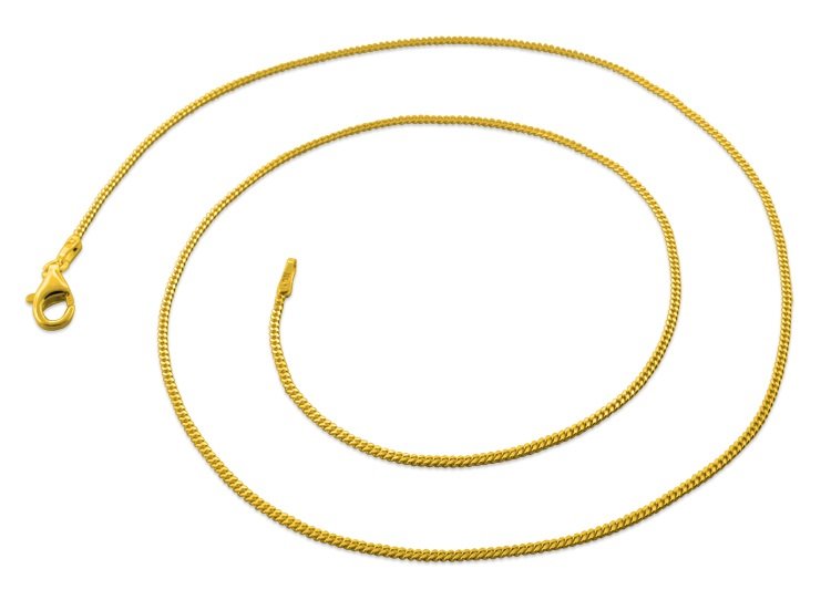 1.2mm 16" 14K Gold Plated Sterling Silver Curb Chain