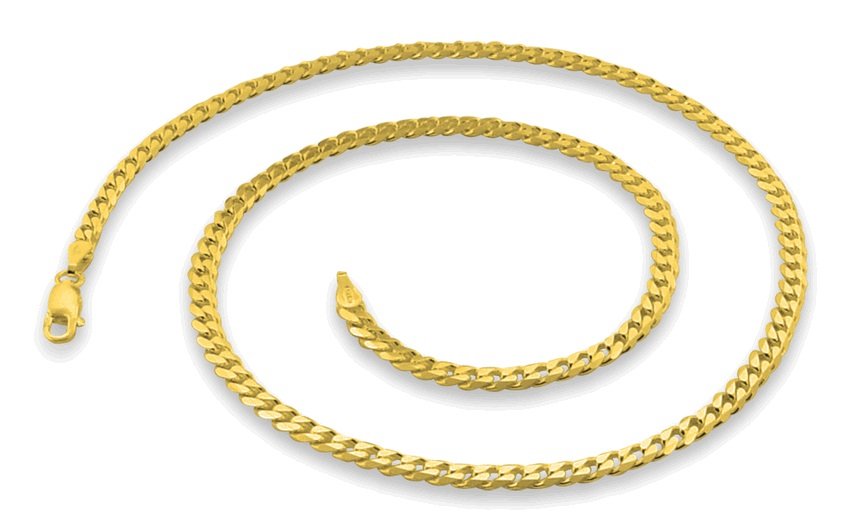3.8mm 22" 14K Gold Plated Sterling Silver Curb Chain