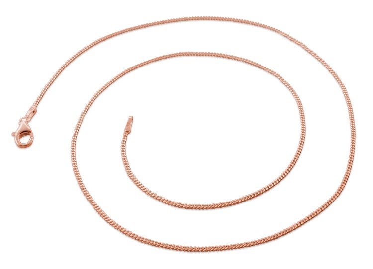 1.2mm 18" 14K Rose Gold Plated Sterling Silver Curb Chain