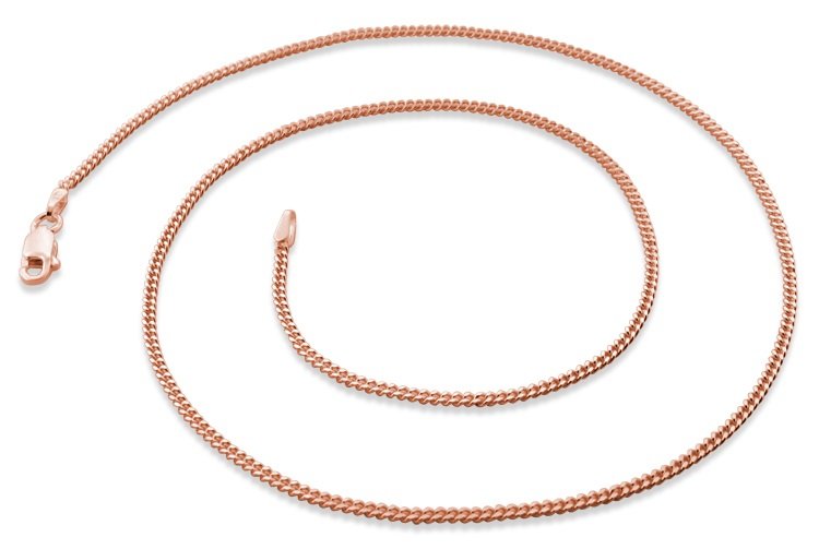 1.8mm 16" 14K Rose Gold Plated Sterling Silver Curb Chain