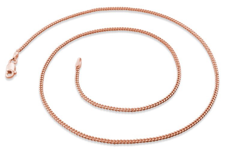 1.8mm 30" 14K Rose Gold Plated Sterling Silver Curb Chain