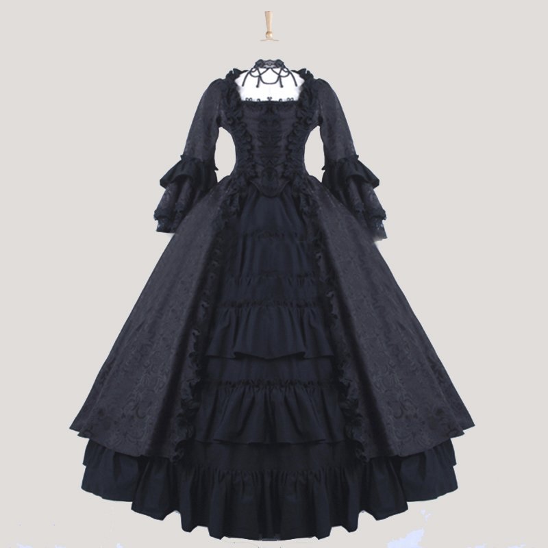 Custom made Elegant ROCOCO Punk gothic Girls black victorian dress