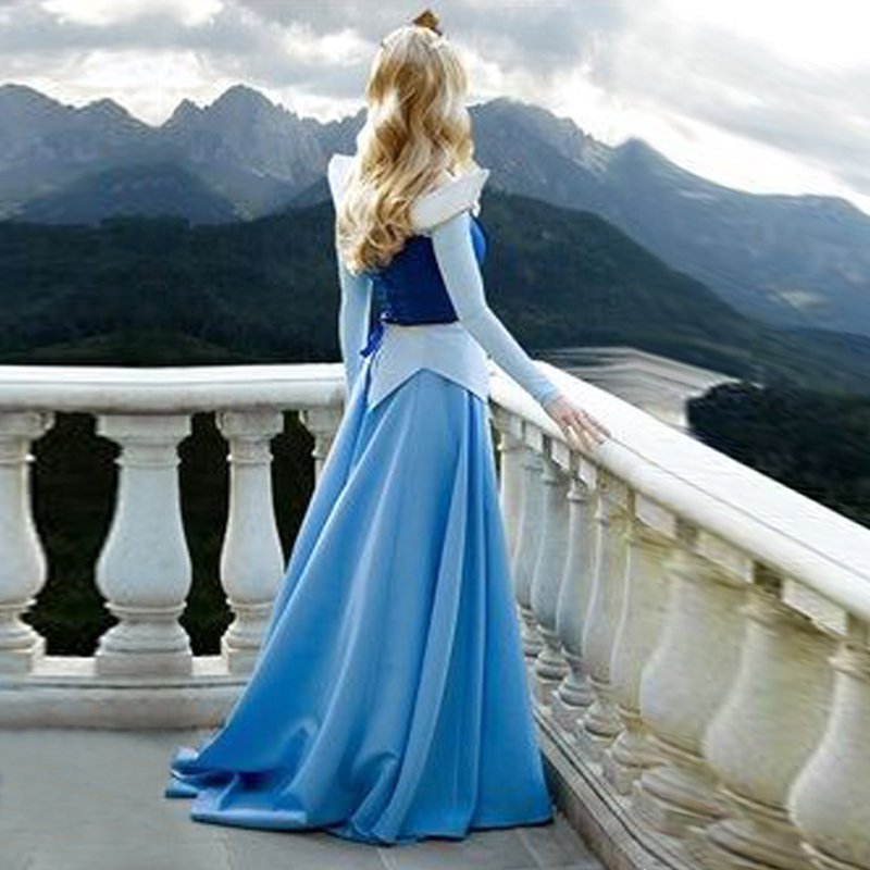 sleeping beauty princess aurora blue cosplay costume dress