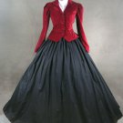 Cotton and Velvet Red Jacket Medieval Victorial Civil Winter Adult Women's Costume W1129
