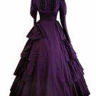 Purple Classic Gothic Victorian Medieval Cotton Adult Halloween Dress Custom Made W1129