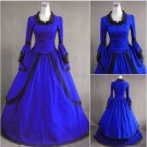 Adult Blue Long Trumpet Sleeves Victorian Medieval Dress Women's Wedding Costume