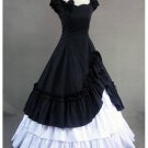 Adult Classic Black and White Ruffled Gothic Victorian Medieval Lolita Dress