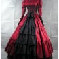 Red and Black Long Sleeves Medieval Victorial Gothic Wedding Ball Gowns Custom Made