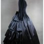 Black Long Sleeves Satin Simple Gothic Medieval Wedding Ball Gowns Custom Made