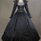 Black Vintage Long Sleeves Medieval Women's Victorian Wedding Ball Gown Dress