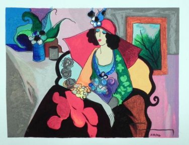 Itzchak Tarkay Signed Ltd Ed Art Print Red Hat GUARANTEED for LIFE