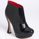 $465 ALICE + OLIVIA VANESSA BLACK LEATHER SNAKE ANKLE BOOTIE WOMEN'S M 36.5/ 6.5