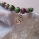 8mm Ruby Zoisite semi-precious gemstone healing bracelet- OM charm