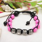 Hot Pink and Silver Shambala Bracelet