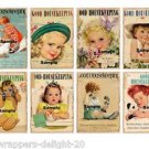 8 x Vintage Children " GOOD HOUSEKEEPING " Gift Tags / Images .. Party Birthday