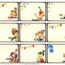9 x Vintage Children Gift Tags / Images .. Party .. Birthday