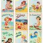 9 x Vintage Kids Gift Tags / Images .. Beach Fun .. Party .. Birthday