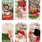 6 x Festive Christmas Vintage Style Gift Tags / Images .. Larger Size