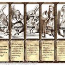 5 x Primitive Alice in Wonderland Bookmarks with Quotes