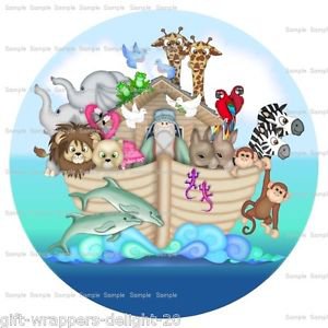 12 x Noahs Ark Cupcake Toppers or Gift Tags... Non Edible .. Cardstock .. Party