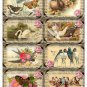 8 x Vintage Gift Tags / Images - Birds Swan Butterfly