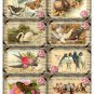 8 x Vintage Gift Tags / Images - Birds Swan Butterfly