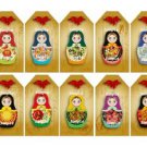 10 x Babushka / Matryoshka Doll Gift Tags / Images