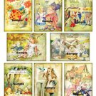 8 x Colourful Alice in Wonderland Gift Tags / Images