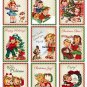 9 x Vintage Children Christmas Gift Tags / Images #2 Dog Cat Tree Wreath