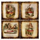 4 x Alice in Wonderland Images #1 .. Craft .. Card making .. Coaster Size