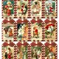 12 x Victorian Christmas Vintage Scenes Gift Tags ..Candy Cane Stripe Border