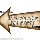 1 x Alice in Wonderland Arrow Shape Sign ... " MAD HATTER TEA PARTY "