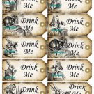 40 x  Alice in Wonderland Gift Tags / Images  .. " Drink Me " .. Mini Size